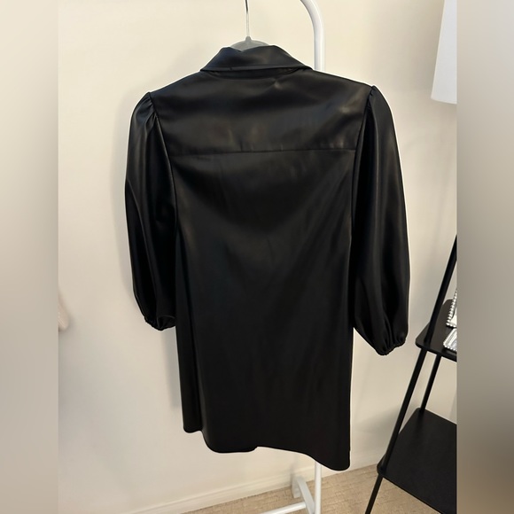 SOLD: Zara Puffed Shoulder Leather Dress - Picture 2 of 6